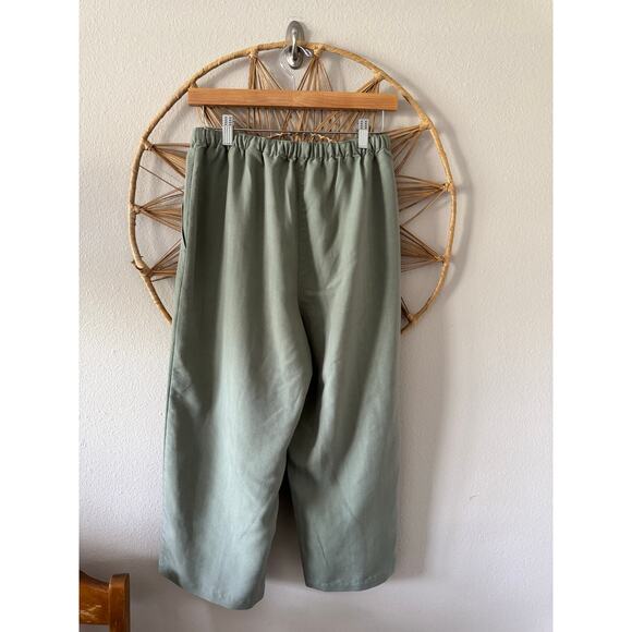 Marsh Landing High Waist Green Drawstring Comfy Cropped Pants w/ Pockets SMALL - Picture 7 of 7